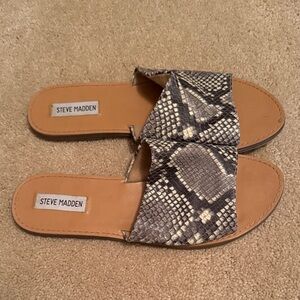 Steve Madden Snakeskin Slide Sandals - Black and Brown